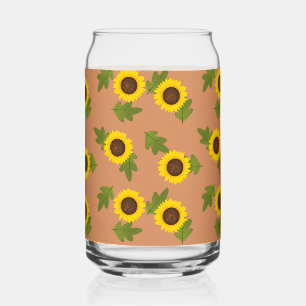 Sunflower Pattern Design – Cute Floral Aesthetic Can Glass