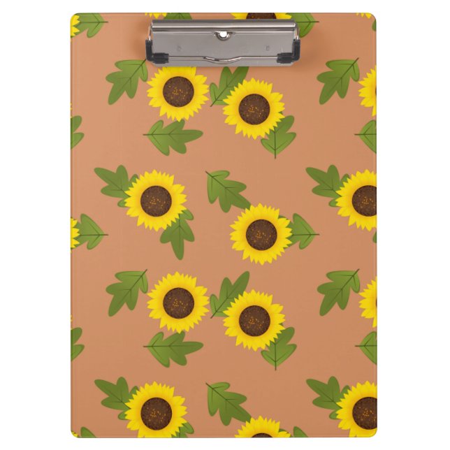 Sunflower Pattern Design – Cute Floral Aesthetic Clipboard (Front)