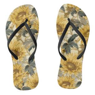 Sunflower Pattern Flower  Flip Flops