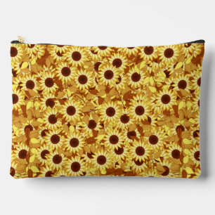 Sunflower Pattern, Gold, Yellow and Brown Accessory Pouch