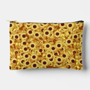 Sunflower Pattern, Gold, Yellow and Brown Accessory Pouch