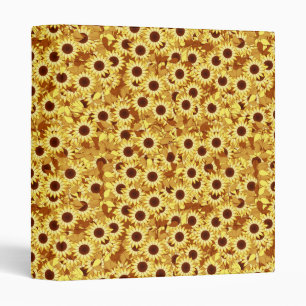 Sunflower Pattern, Gold, Yellow and Brown Binder