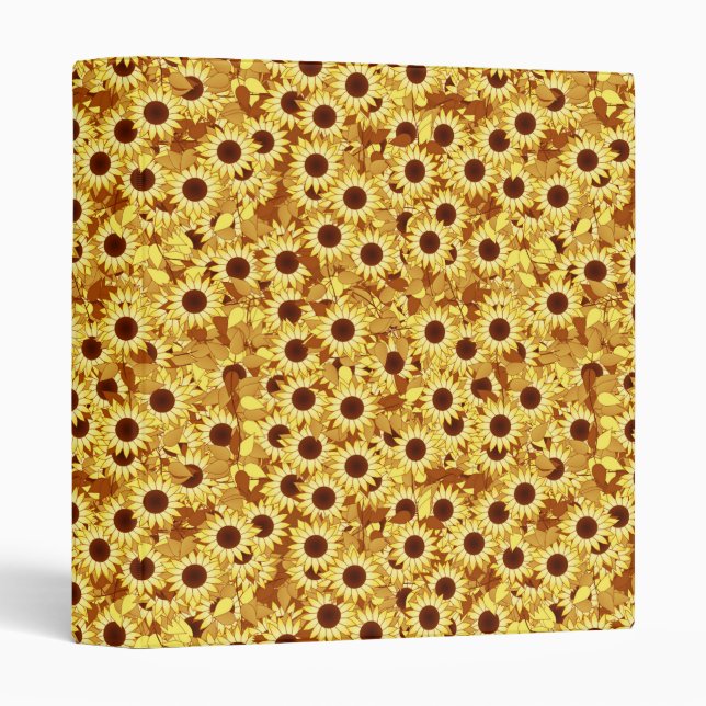Sunflower Pattern, Gold, Yellow and Brown Binder (Front/Spine)
