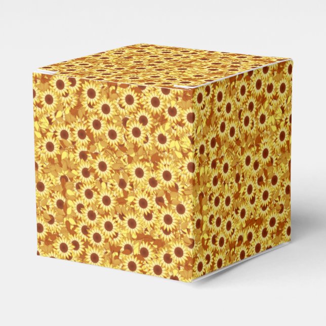 Sunflower pattern - gold, yellow and brown favor box (Front Side)