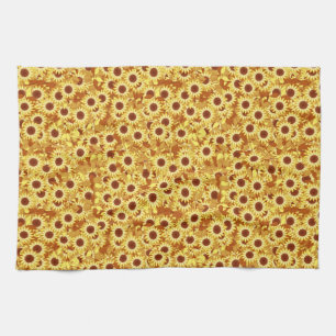 Sunflower pattern - gold, yellow and brown kitchen towel