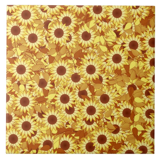 Sunflower pattern - gold, yellow and brown tile (Front)