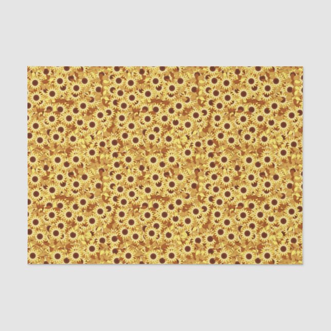 Sunflower Pattern, Gold, Yellow and Brown Tissue Paper (Front)