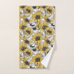 Sunflower pattern hand towel