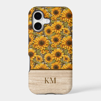 Sunflower Pattern Phone Case with Monogram