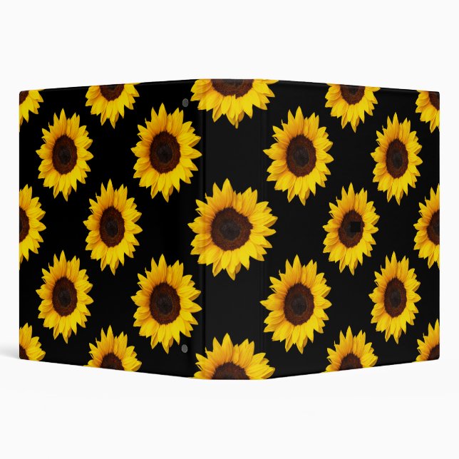 Sunflower Pattern Print 3 Ring Binder (Background)