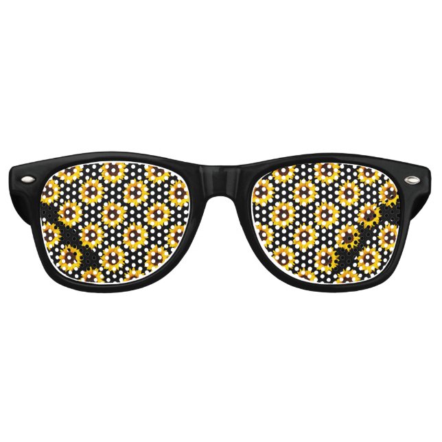 Sunflower Pattern Print  Retro Sunglasses (Front)