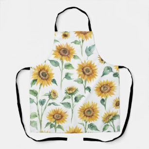 Sunflower Pattern Watercolor Botanical Apron