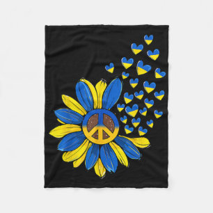 Sunflower Peace Heart Love I Stand With Ukraine Uk Fleece Blanket