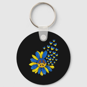 Sunflower Peace Heart Love I Stand With Ukraine Uk Keychain