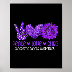 Sunflower Peace Love Pancreatic Cancer Awareness R Poster