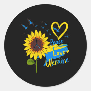 Sunflower Peace Love Ukraine Ukraine Flag Map  Classic Round Sticker