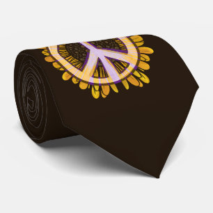 Sunflower Peace Sign Art Cute peaceful flower      Tie