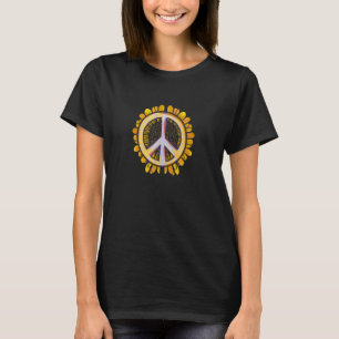 Sunflower Peace Sign Peaceful Peace On Earth T-Shirt