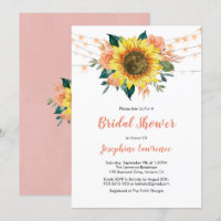 Sunflower Peach Rose Lights Bridal Shower