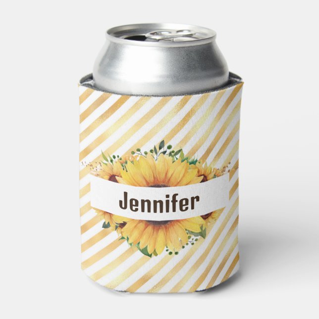 Sunflower Personalize Name Tall Can Cooler (Can Front)