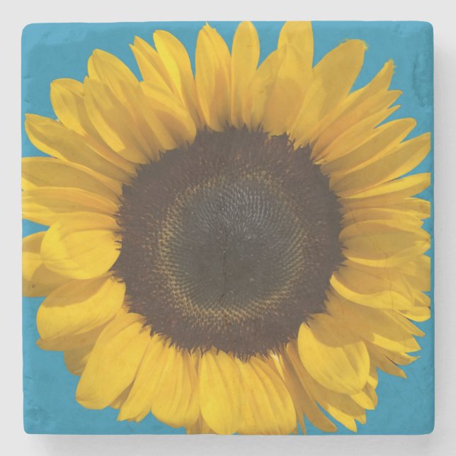 Sunflower personalize text stone coaster (Front)