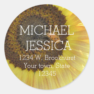 Sunflower Personalized address Classic Round Sticker