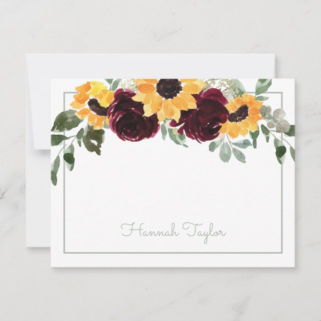 Sunflower Personalized Name  Card (Front)