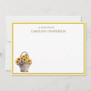 Sunflower Personalized Name Flat Note Card
