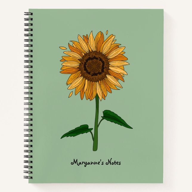 Sunflower Personalized Name & Message Notebook (Front)