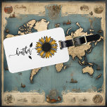 Sunflower Personalized Name Stem Luggage Tag<br><div class="desc">This design was created though digital art. You may change the style of this shirt by choosing More > under the style option. It may be personalized by clicking the customize button and changing the colour, adding a name, initials or your favourite words. Contact me at colorflowcreations@gmail.com if you with...</div>