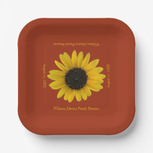 Sunflower Personalized Red Event Paper Plate