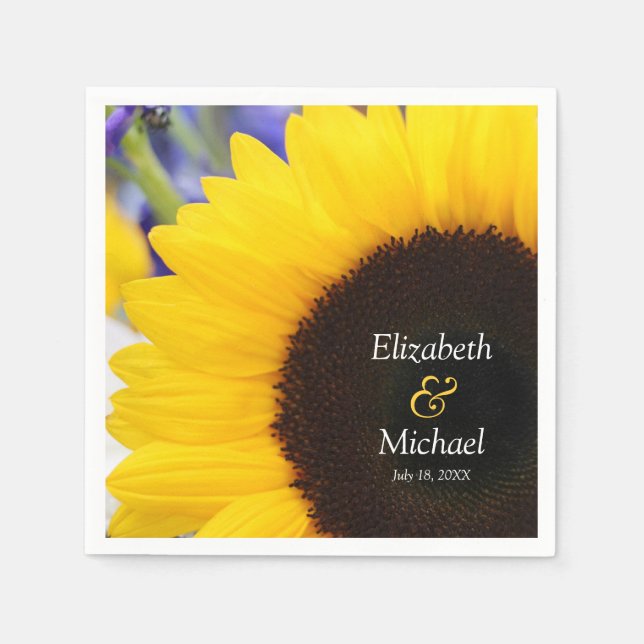 Sunflower Personalized Wedding Napkin (Front)