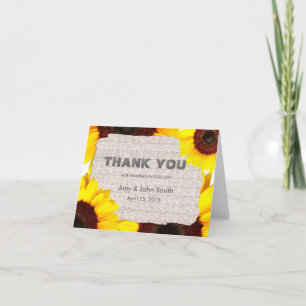 Sunflower personalized wedding thank you card