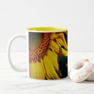 Sunflower Petals Floral Personalized Two-Tone Coffee Mug