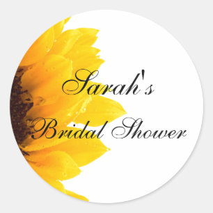 Sunflower Photo Bridal Shower Classic Round Sticker