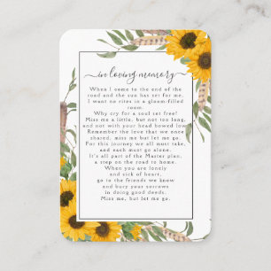 Sunflower Photo Funeral Memorial Poem Card