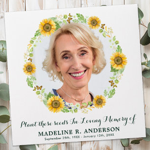 Sunflower Photo Personalized Funeral Seed Packet Envelope