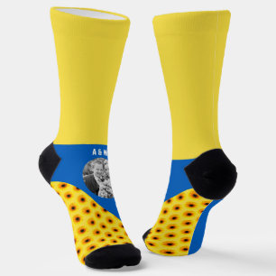 Sunflower photo socks, Ukraine, personalized Socks