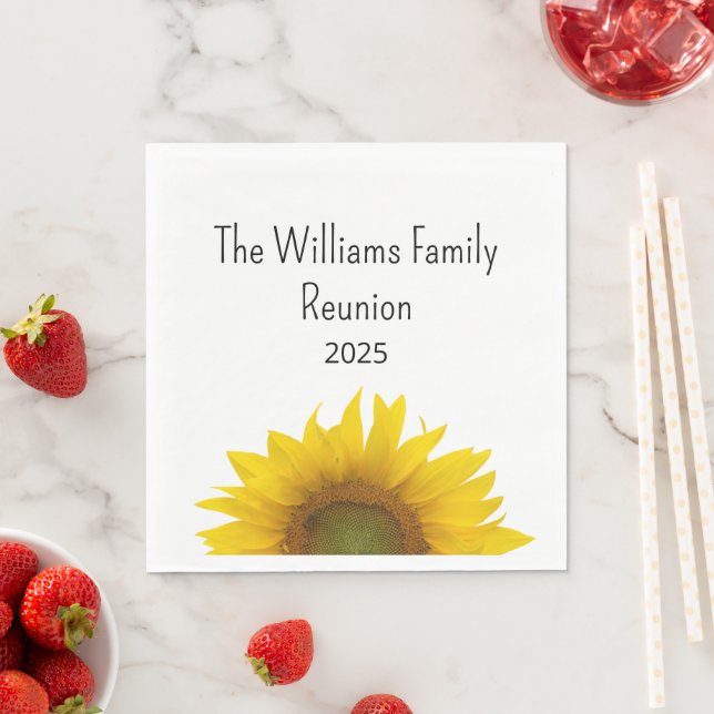 Sunflower Photo Summer Family Reunion Barbecue Napkin (Insitu)