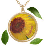 Sunflower Photographic Botanical Floral Gold Plated Necklace<br><div class="desc">This big bright yellow sunflower necklace is a beautiful way to carry your sunshine with you. Name your sunshine and personalize this beautiful  botanical flower necklace.

This is original floral photography by JLW_PHOTOGRAPHY</div>