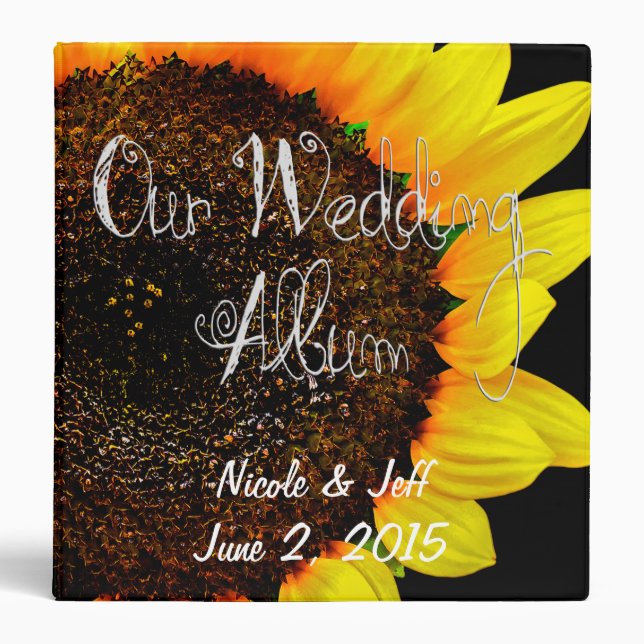 Sunflower Photography Custom Wedding Photo Album Binder (Front)