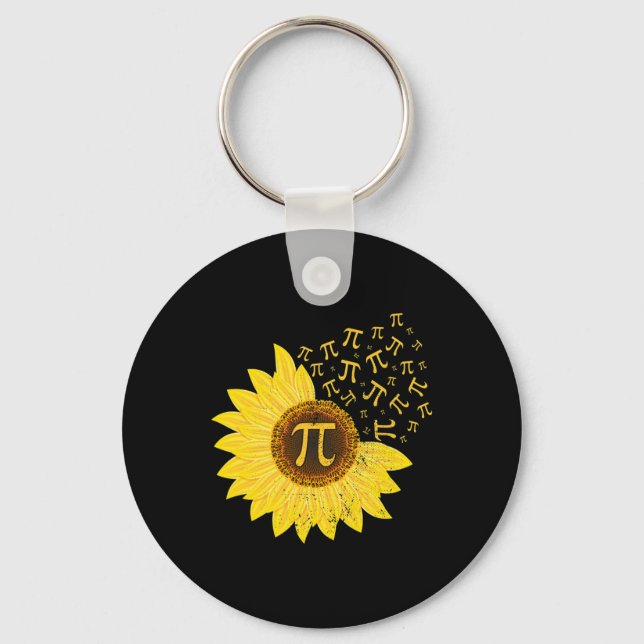 Sunflower Pi Day 3.14 March 14th Math Teacher Vint Keychain (Front)