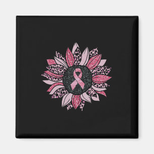 Sunflower Pink Breast Cancer Awareness Women Warri Magnet