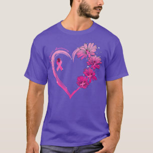 Sunflower Pink Breast Cancer Awareness Women Warri T-Shirt