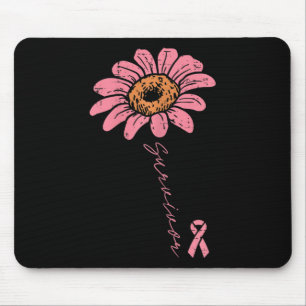 Sunflower Pink Ribbon Breast Cancer Survivor Aware Mouse Pad