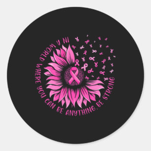 Sunflower Pink Ribbon Butterfly Breast Cancer Awar Classic Round Sticker