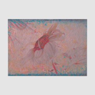 Sunflower Pink Teal Vintage Antique Mosaic Tissue Paper