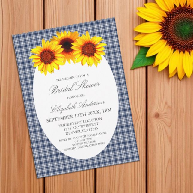 Sunflower Plaid Bridal Shower Invitation (Creator Uploaded)