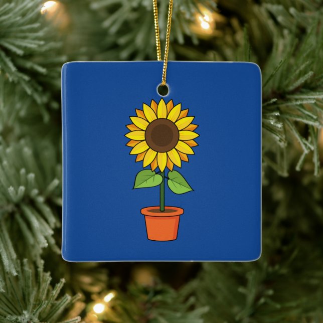 Sunflower Plant in a Pot Ceramic Ornament (Tree)