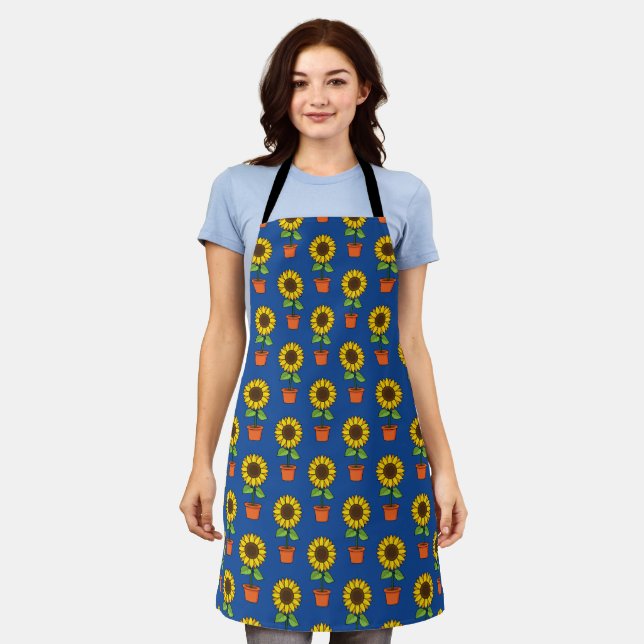 Sunflower Plant in a Pot Pattern Apron (Worn)